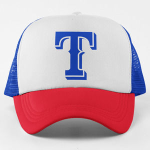NEW Texas Rangers Monochrome T Foam Trucker Snapback Hat RED WHITE BLUE